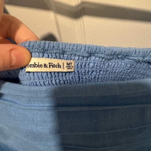 Abercrombie & Fitch Emerson Linen-Blend Puff Sleeve Midi Dress - Medium Tall NEW - Picture 5 of 5